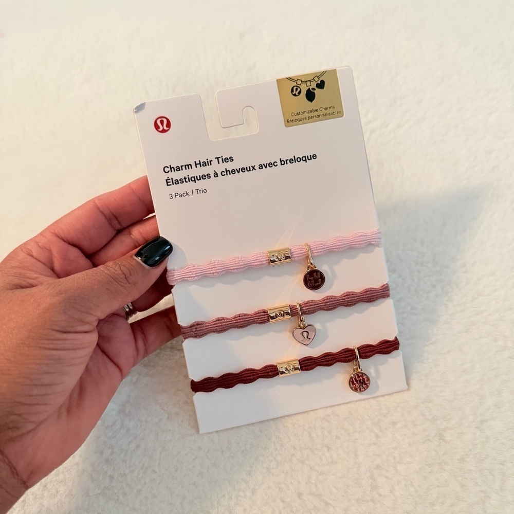 lululemon Charm Pink and Brown Hair Tie Set